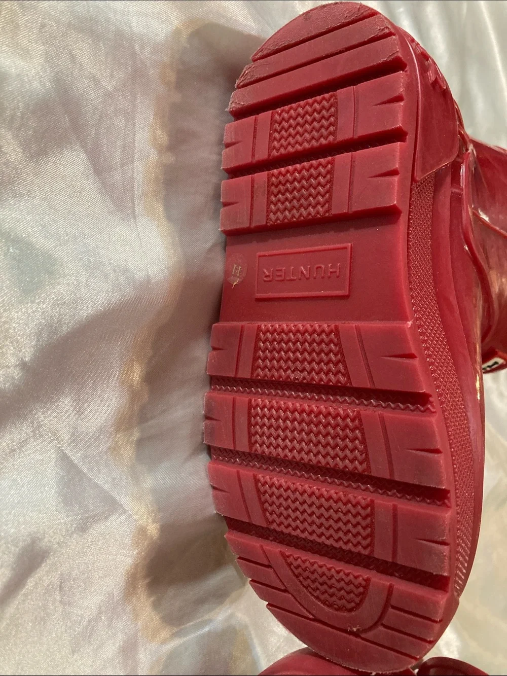 Hunter Kids Red Waterproof Rain Boots with Pull Handles